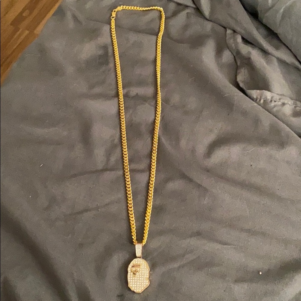 Gold plated chain with BAPE charm